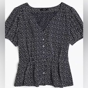 J Crew Button Up Peplum Top in Star Print